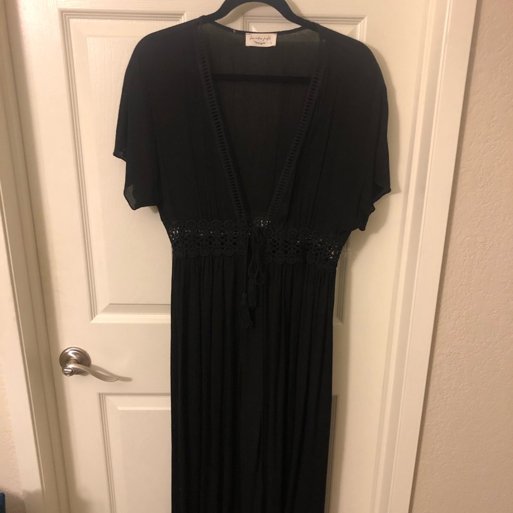 Black maxi kimono/cover up